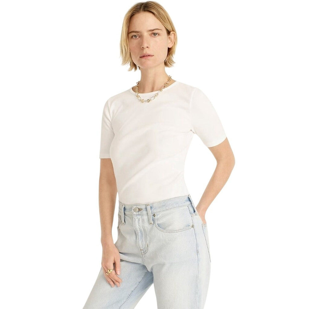 J.Crew Perfect Fit White Tee XXS NWT Slim Cotton Short Sleeve Top - Picture 5 of 6